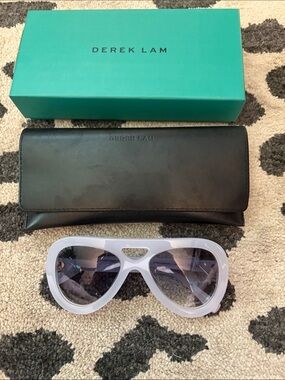 Derek Lam White Oversized Aviator Sunglasses